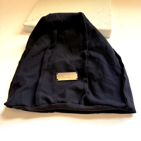 NWOT Heliot Emil Black Beanie with Metal Logo Plate - Picture 1 of 4
